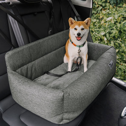 Padded Dog Car Seat Cover with Safety Tethers for Sedans & SUVs – Washable Canvas Bolster Protector for Medium to Large Dogs