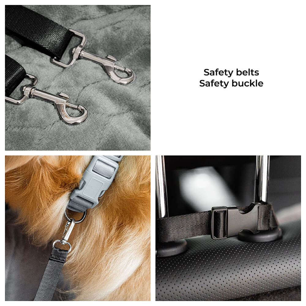 Padded Dog Car Seat Cover with Safety Tethers for Sedans & SUVs – Washable Canvas Bolster Protector for Medium to Large Dogs