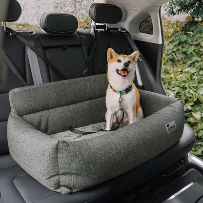 Padded Dog Car Seat Cover with Safety Tethers for Sedans & SUVs – Washable Canvas Bolster Protector for Medium to Large Dogs