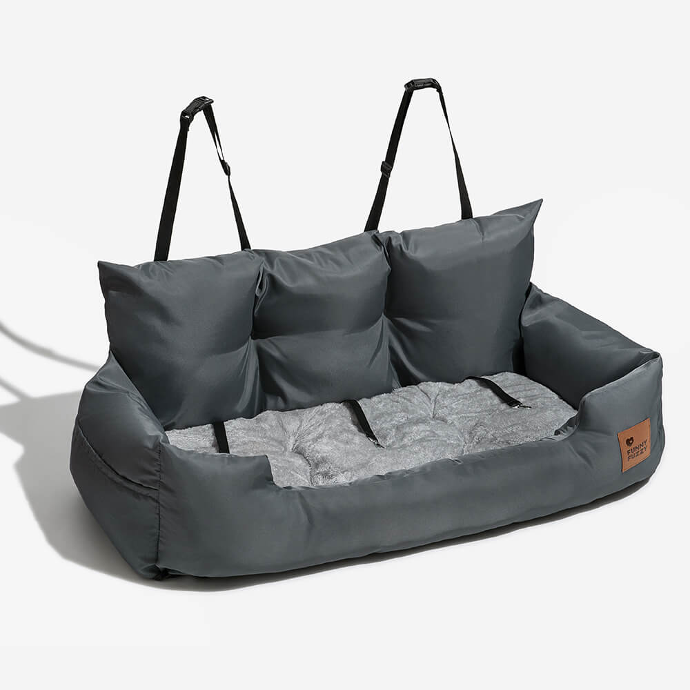 Dog Car Seat Cover for Back Seat – Padded Travel Hammock for Medium & Large Dogs with Safety Tethers & Storage Pockets