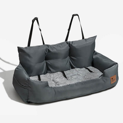Dog Car Seat Cover for Back Seat – Padded Travel Hammock for Medium & Large Dogs with Safety Tethers & Storage Pockets