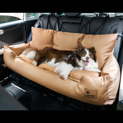 Dog Car Seat Cover for Back Seat – Padded Travel Hammock for Medium & Large Dogs with Safety Tethers & Storage Pockets