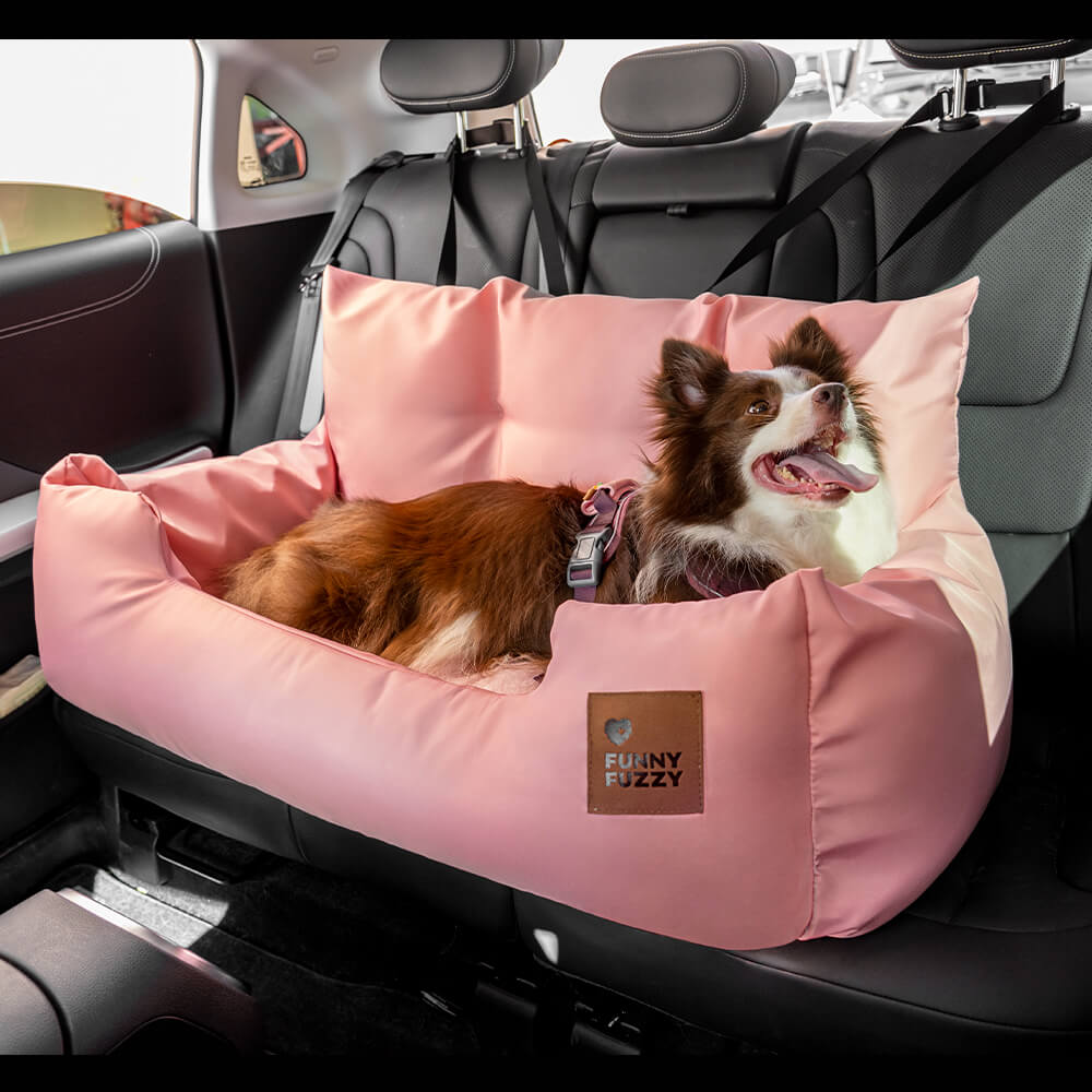 Dog Car Seat Cover for Back Seat – Padded Travel Hammock for Medium & Large Dogs with Safety Tethers & Storage Pockets