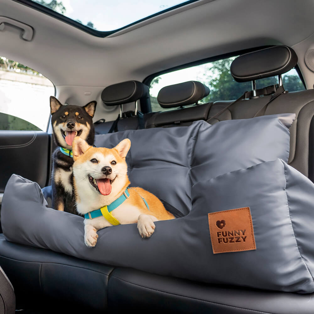 Dog Car Seat Cover for Back Seat – Padded Travel Hammock for Medium & Large Dogs with Safety Tethers & Storage Pockets