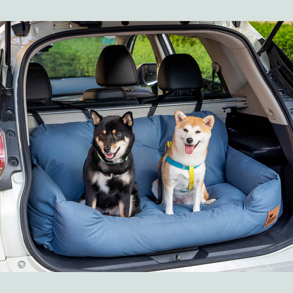 Dog Car Seat Cover for Back Seat – Padded Travel Hammock for Medium & Large Dogs with Safety Tethers & Storage Pockets