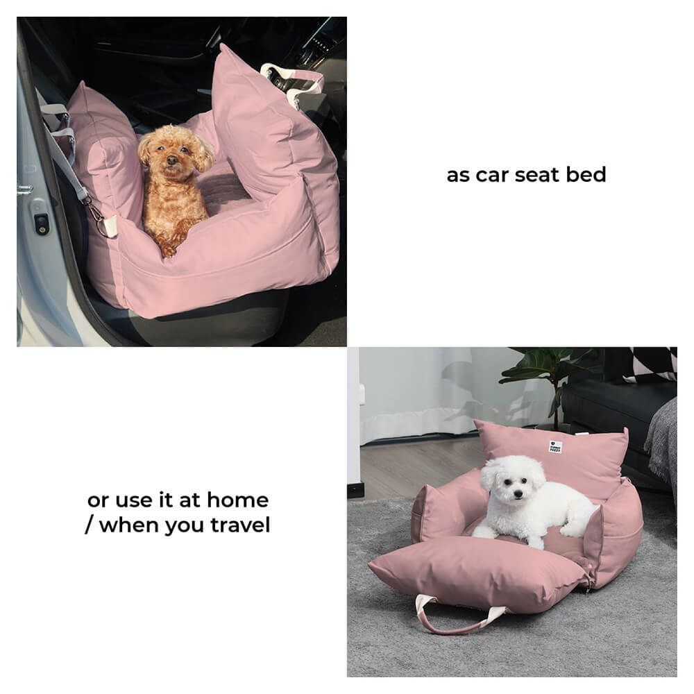 Padded Dog Car Seat Booster with Safety Harness & Side Bolsters – Waterproof Washable Pet Travel Carrier for Cars, SUVs & Travel