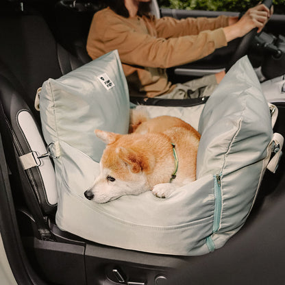 Padded Dog Car Seat Booster with Safety Harness & Side Bolsters – Waterproof Washable Pet Travel Carrier for Cars, SUVs & Travel