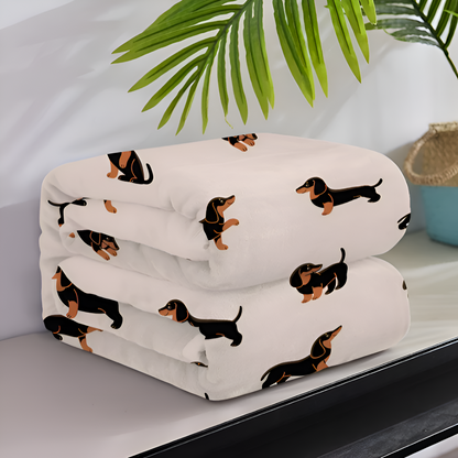 PupSnuggle Blanket - Fleece Blanket - Dachshund Print - Soft All-Season Comfort