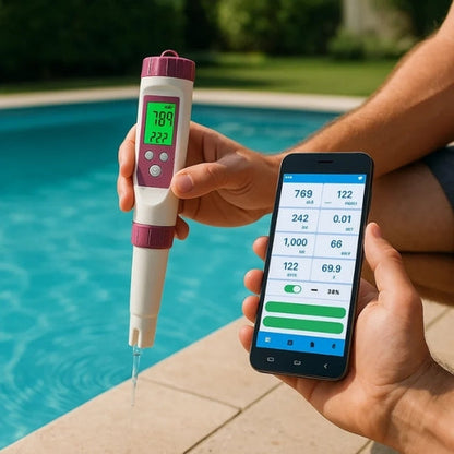 Pool Water Tester, 7 in 1 Water Quality Tester with App, Digital pH Meter, TDS Meter, Conductivity Meter for Spa