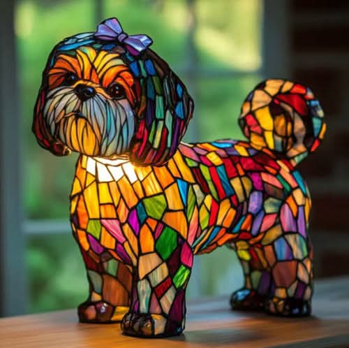 LED Dog Breed Night Light Statue for Desk & Bedroom – USB Powered Animal Accent Lamp for Home Office, Living Room, Nursery Decor