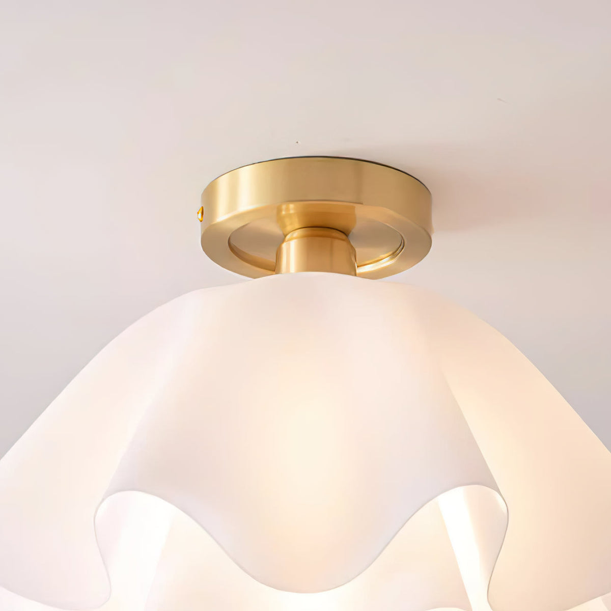 Flush Mount Overhead Light with Ribbed Polymer Shade and Metal Frame for Bedrooms, Hallways, Bathrooms | Home Lighting Fixture Dimmable Comp