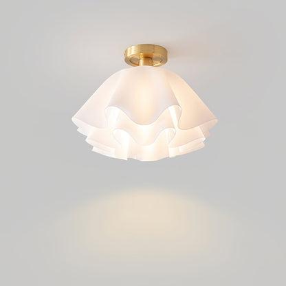 Flush Mount Acrylic Folded Ceiling Light 12 in White for Bedroom Living Room Hallway Modern E27 LED Fixture Home Decor Overhead Lighting