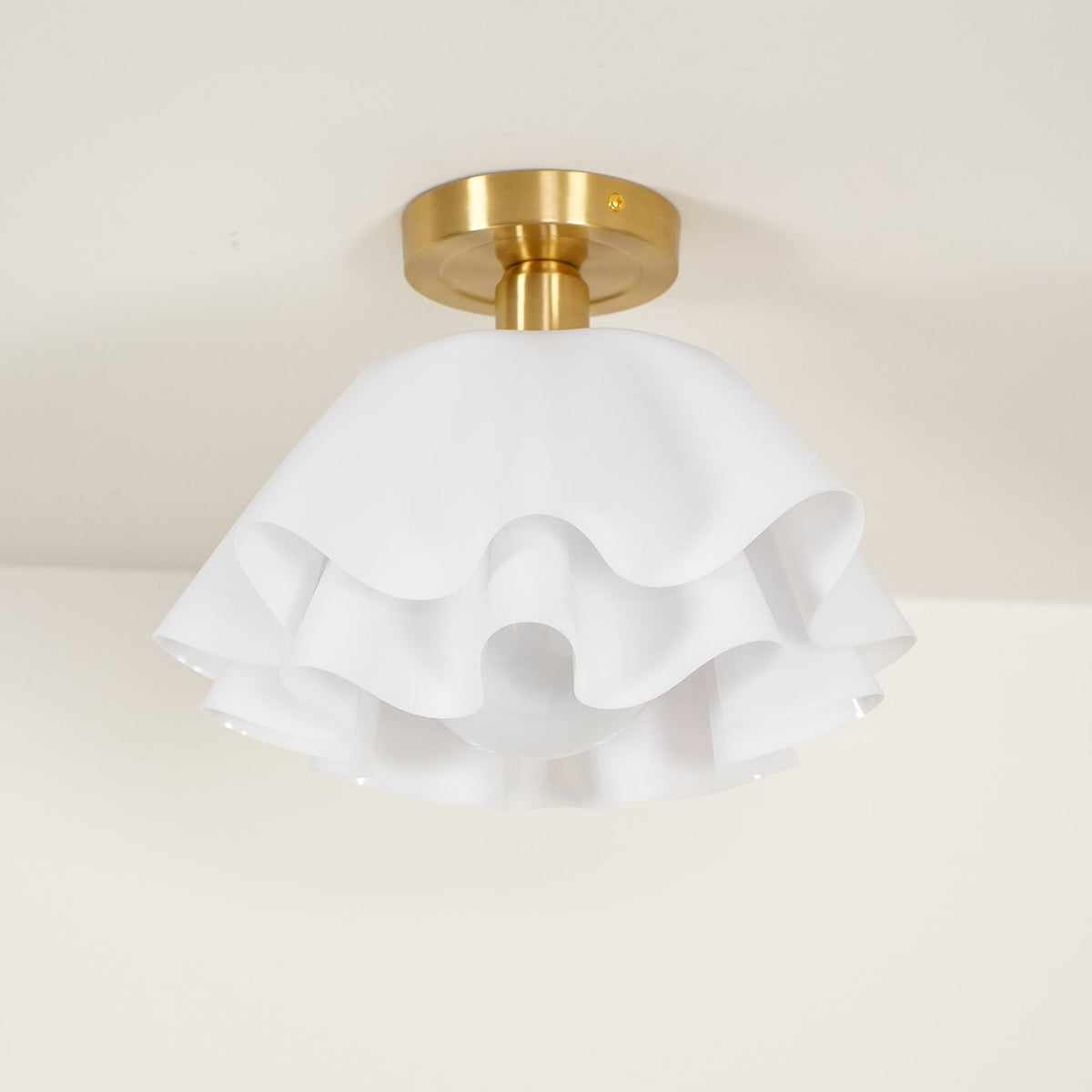Flush Mount Acrylic Folded Ceiling Light 12 in White for Bedroom Living Room Hallway Modern E27 LED Fixture Home Decor Overhead Lighting