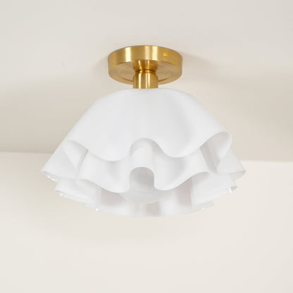 Flush Mount Acrylic Folded Ceiling Light 12 in White for Bedroom Living Room Hallway Modern E27 LED Fixture Home Decor Overhead Lighting