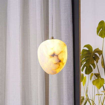 Alabaster Globe Drop Light for Kitchen Island 9 Inch Brass Ceiling Fixture for Dining Room Soft Glow Hanging Fixture Modern Farmhouse G9 Bas