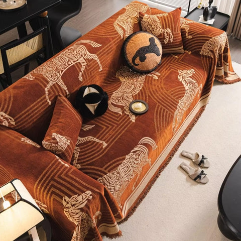 Gallora Sofa Cover - Chenille, Horse Print All-Season Slipcover