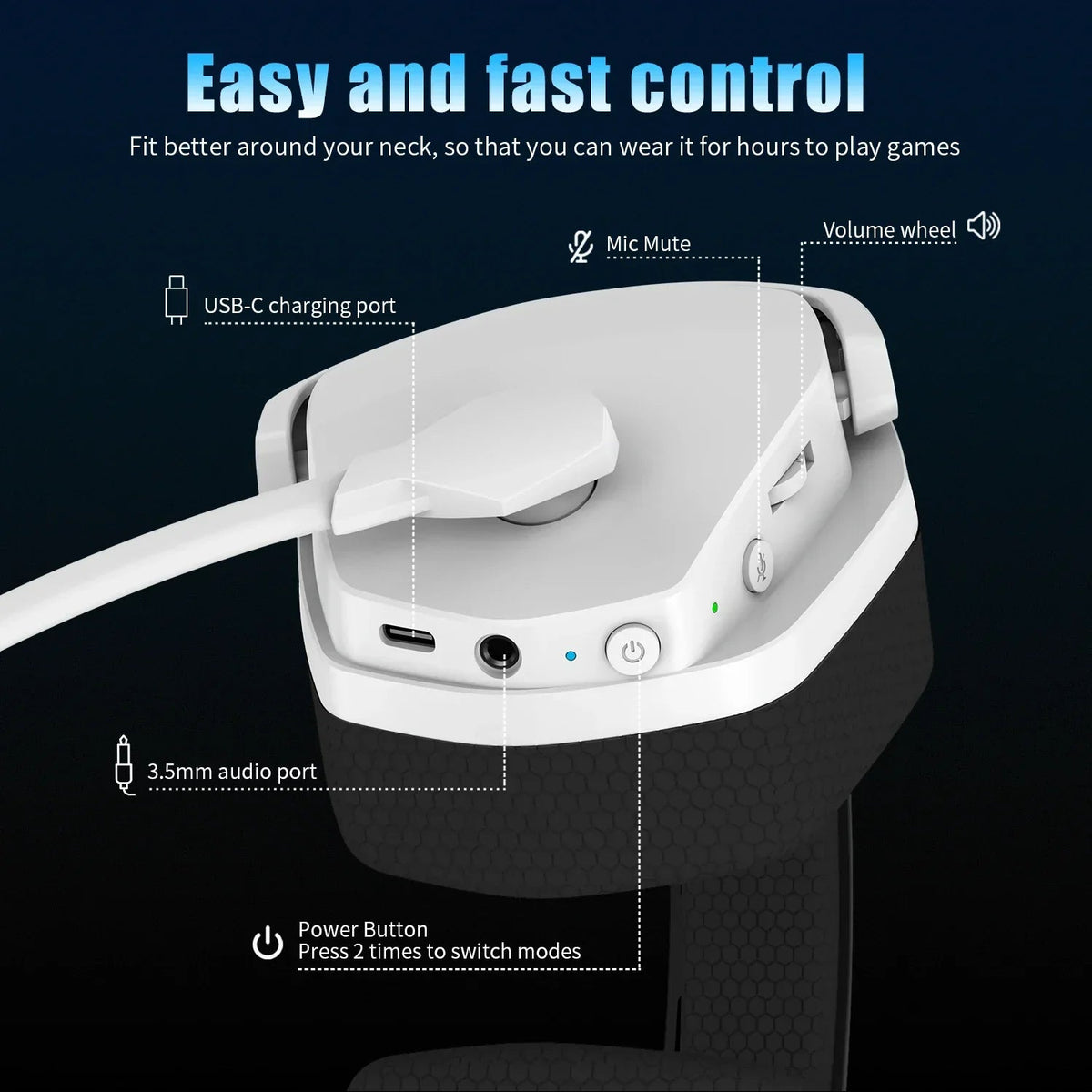 Casque gaming à réduction de bruit, casque sans fil avec micro, casque gaming circum-aural pour PS5 et Xbox