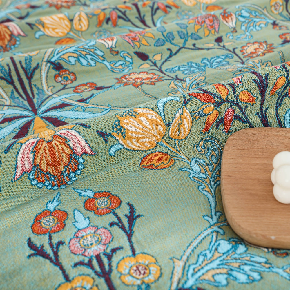 Reversible Cotton Throw Blanket with Floral Jacquard Weave & Tassels for Bed or Couch – 79×90.5 in Heavyweight Breathable Botanical Design