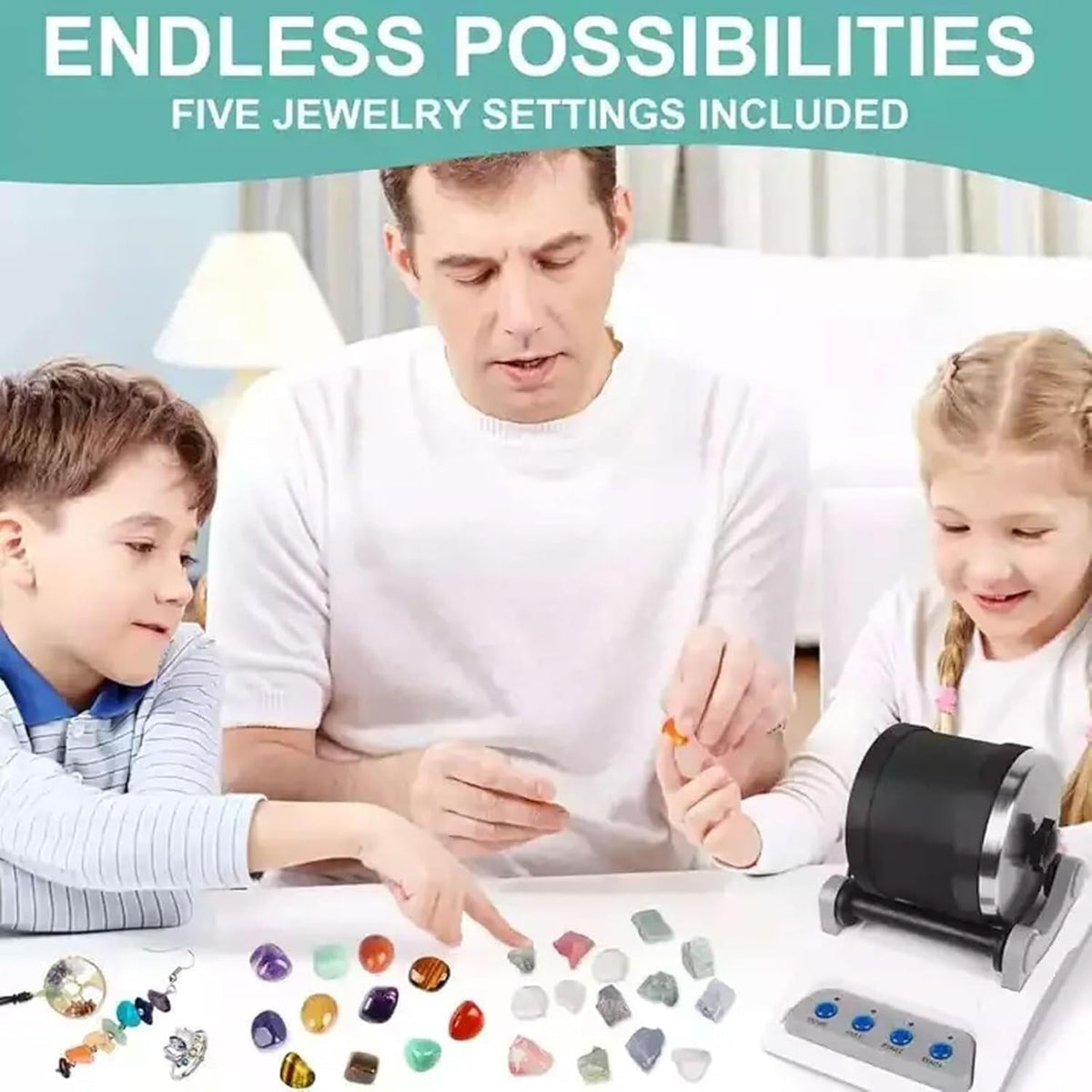 GemMaster | Kit de polissage de pierres avec fonctionnement silencieux et conception étanche | Idéal pour les débutants et l'apprentissage ludique