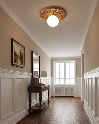 Acrylic Flush Mount Ceiling Light 14 in Beige Bedroom Living Room Decorative Fixture Low Profile Wall Mount Ambient Illumination