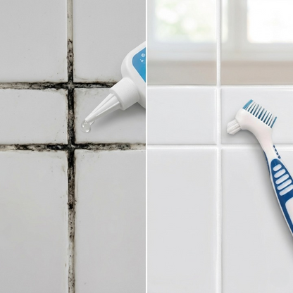 Heavy-Duty Gel Cleaner for Grout and Caulk with Applicator Brush 3.4 fl oz for Showers Kitchens Tiled Surfaces