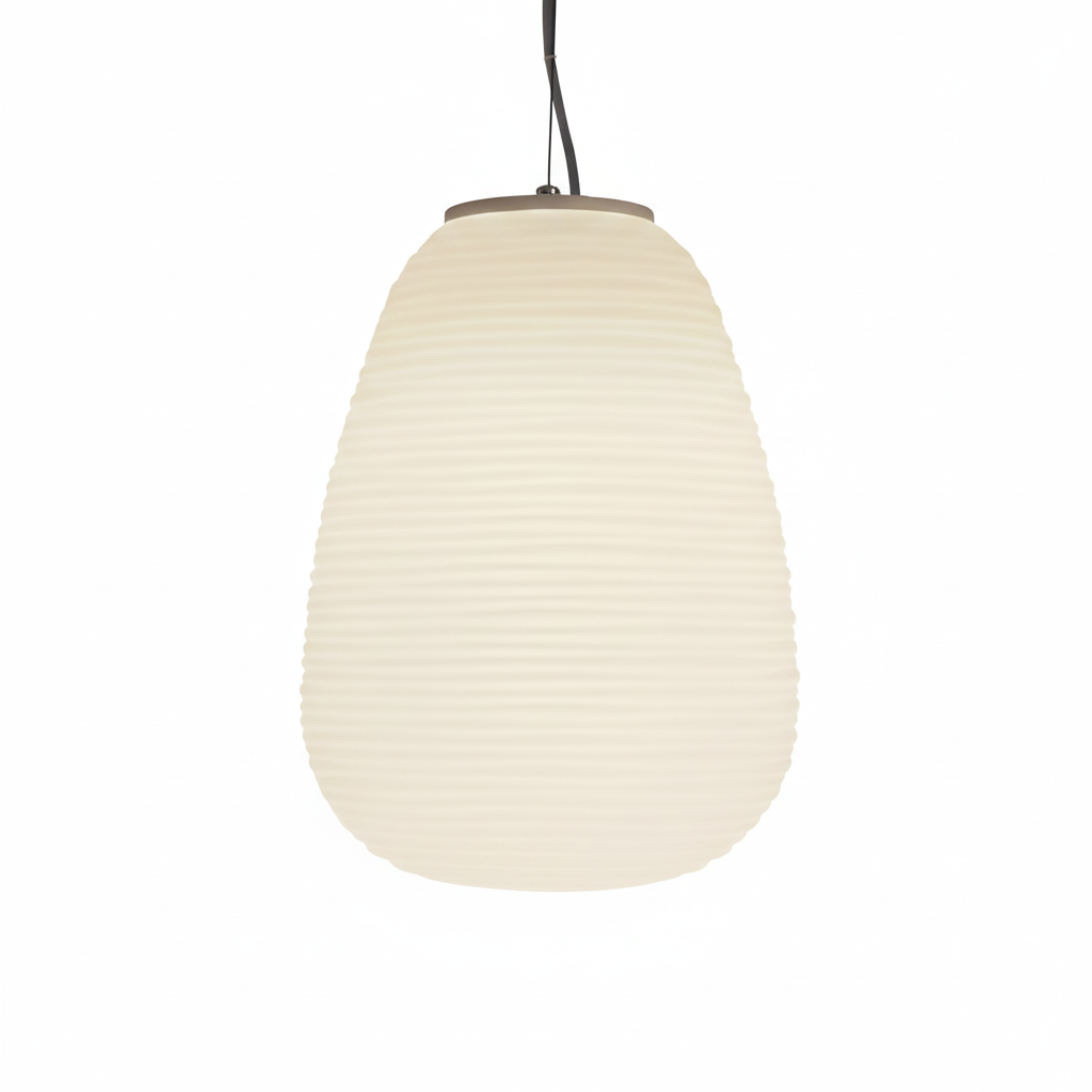 Frosted Glass Hanging Light Fixture with Ribbed Texture | Adjustable Ceiling Lamp for Dining Room Kitchen Island Cafe Restaurant Home | LED