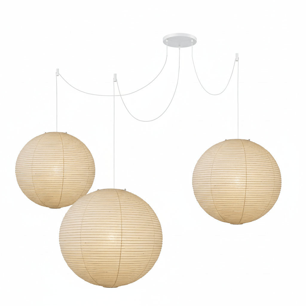Handmade Paper Globe Drop Light for Kitchen Island & Dining Room – Adjustable Cable, E26 Socket, Soft Ambient Glow – Modern Overhead Fixture