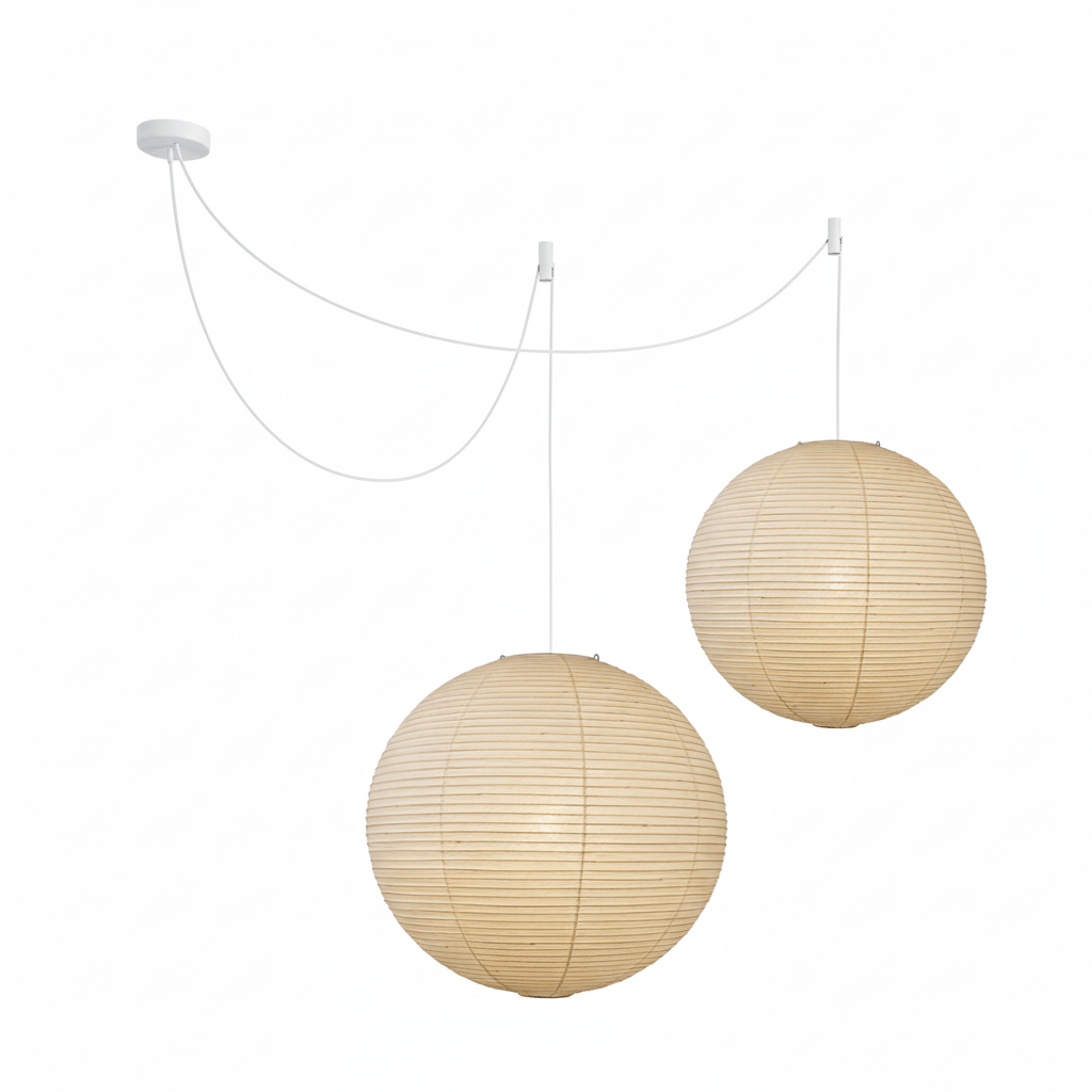 Handmade Paper Globe Drop Light for Kitchen Island & Dining Room – Adjustable Cable, E26 Socket, Soft Ambient Glow – Modern Overhead Fixture