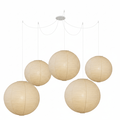 Handmade Paper Globe Drop Light for Kitchen Island & Dining Room – Adjustable Cable, E26 Socket, Soft Ambient Glow – Modern Overhead Fixture