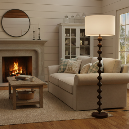Lampadaire haut avec abat-jour blanc, 160 cm, base en bois naturel, éclairage d'appoint à intensité variable pour chambre, salon, coin lecture, décoration moderne