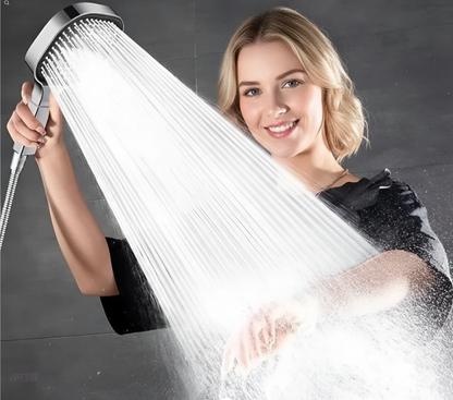 Filtered Showerhead with Pressure-Amplifying Jets for Low-Flow Homes – 3 Spray Modes, Tool-Free Install