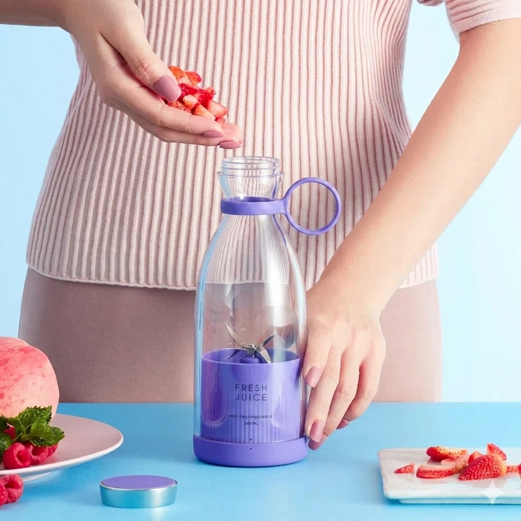 Personal Blender Rechargeable 14 fl oz Cup USB Powered 6-Blade Juicer for Shakes & Fruit Drinks Gym Travel Office Cordless Mini Mixer Protei