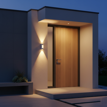 Cylindrical Outdoor Wall Sconce Up Down Light 10W LED Weatherproof Porch Facade Fixture Black White for Entryway Garden Patio Pathway Modern