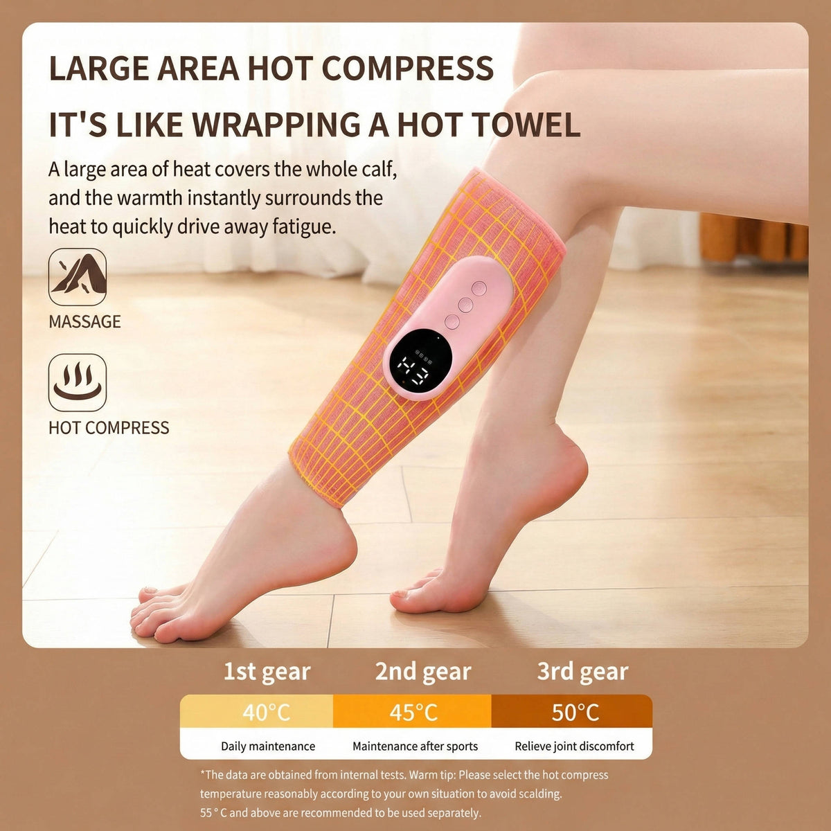 Soulagement des mollets | Masseur de jambes à compression d'air avec chaleur réglable | Détente apaisante pour jambes fatiguées