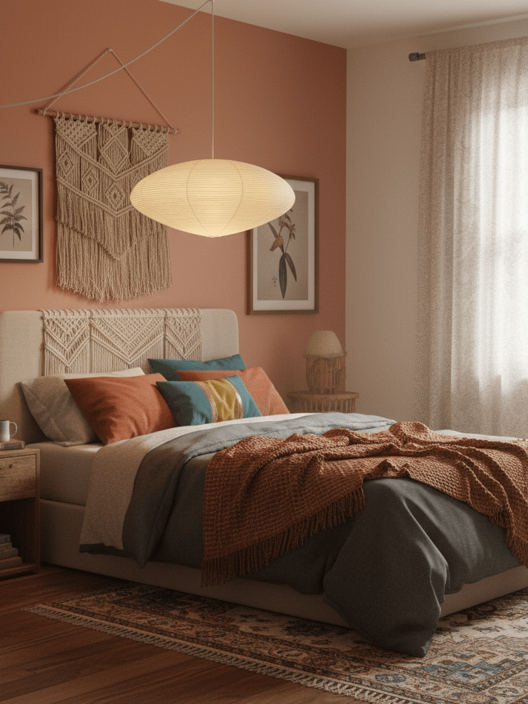 Handcrafted Paper Shade Ceiling Light with Adjustable Cord White Hanging Fixture for Bedroom Living Room Kitchen Dining Modern Indoor Lamp