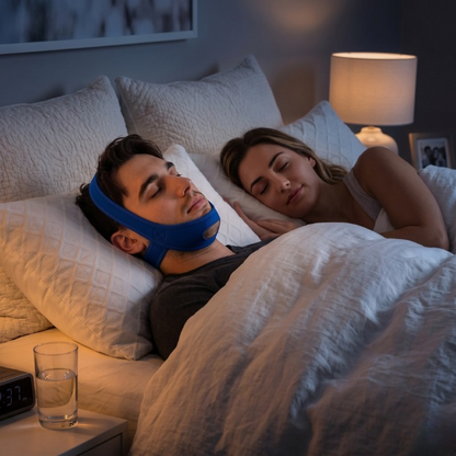 Mentonnière anti-ronflement – Bandeau de maintien ajustable en néoprène pour le sommeil