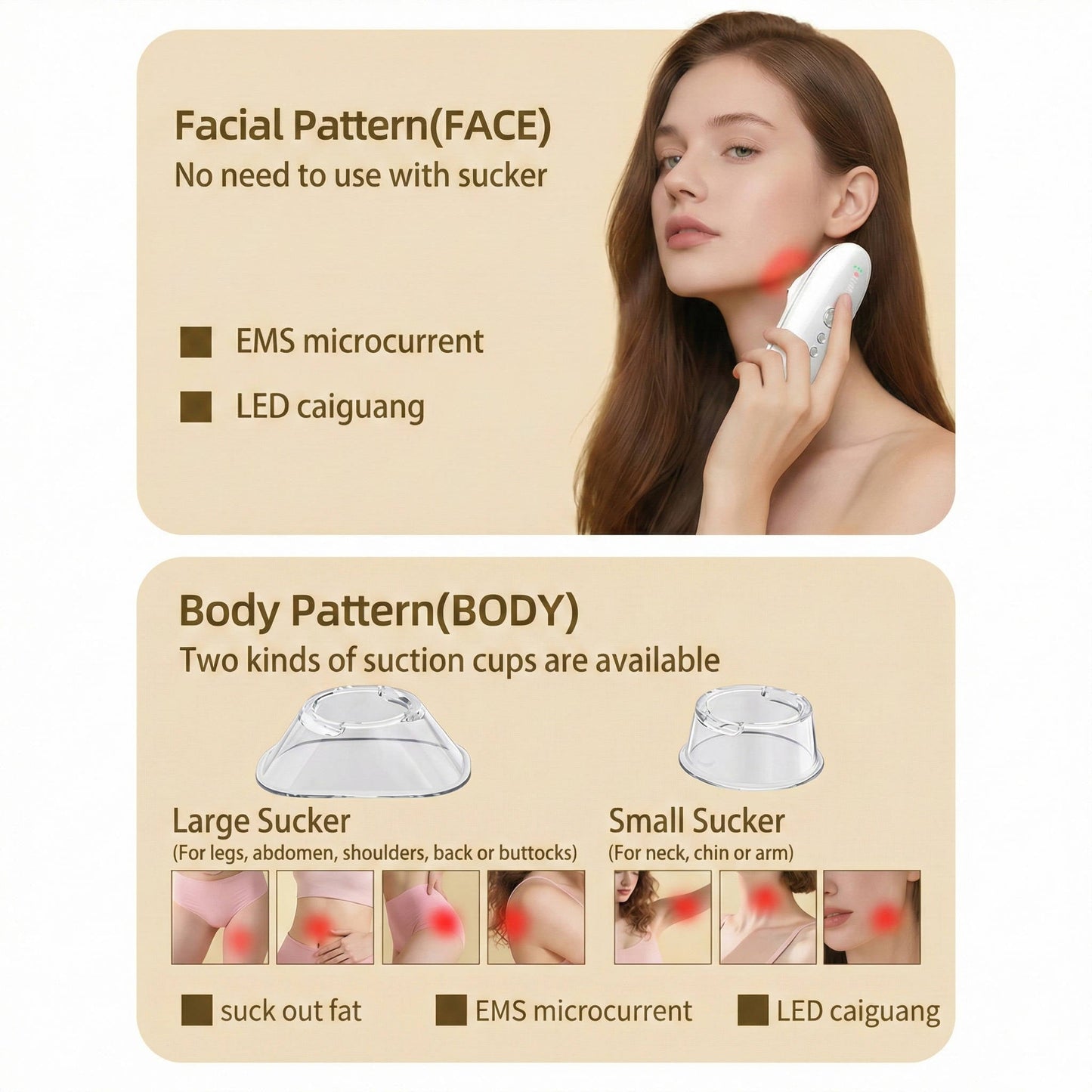 Masseur facial portable avec LED et aspiration