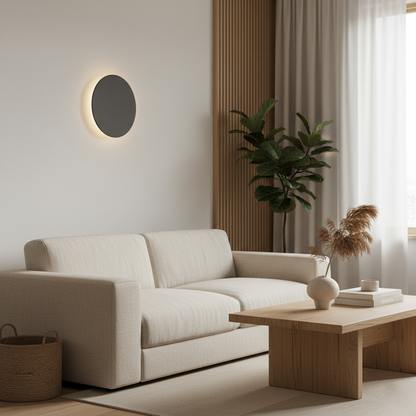 Round LED Sconce 10W Aluminum Fixture 12 Inch Warm White Light for Bedroom Hallway Living Room Modern Minimalist Touch Control or Standard S