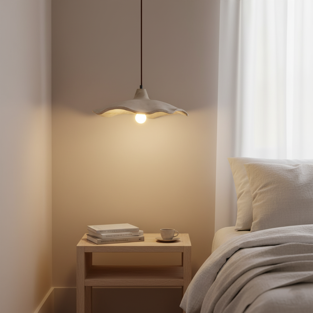 Suspension en béton 16 pouces, forme pétale organique, style Wabi-Sabi pour salle à manger, îlot de cuisine, chambre, cordon réglable, compatible LED, moderne
