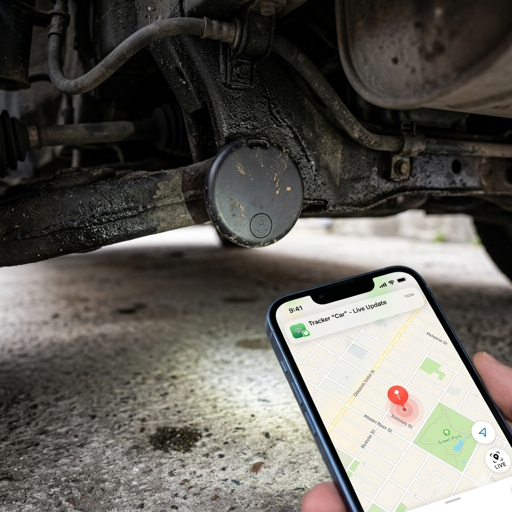 Compact Real-Time Location Tracker with Motion Alert for Vehicles, Luggage & Valuables – 2-Pack Magnetic GPS Device for iOS & Android