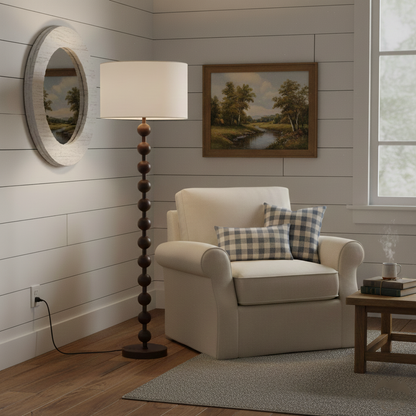 Lampadaire haut avec abat-jour blanc, 160 cm, base en bois naturel, éclairage d'appoint à intensité variable pour chambre, salon, coin lecture, décoration moderne
