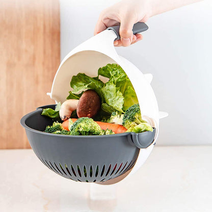 Vegetable Chopper Dicer with Drain Bowl All-in-One Slicer Grater Julienne Cutter for Salad Meal Prep Kitchen Tool Set Stainless Steel Blades