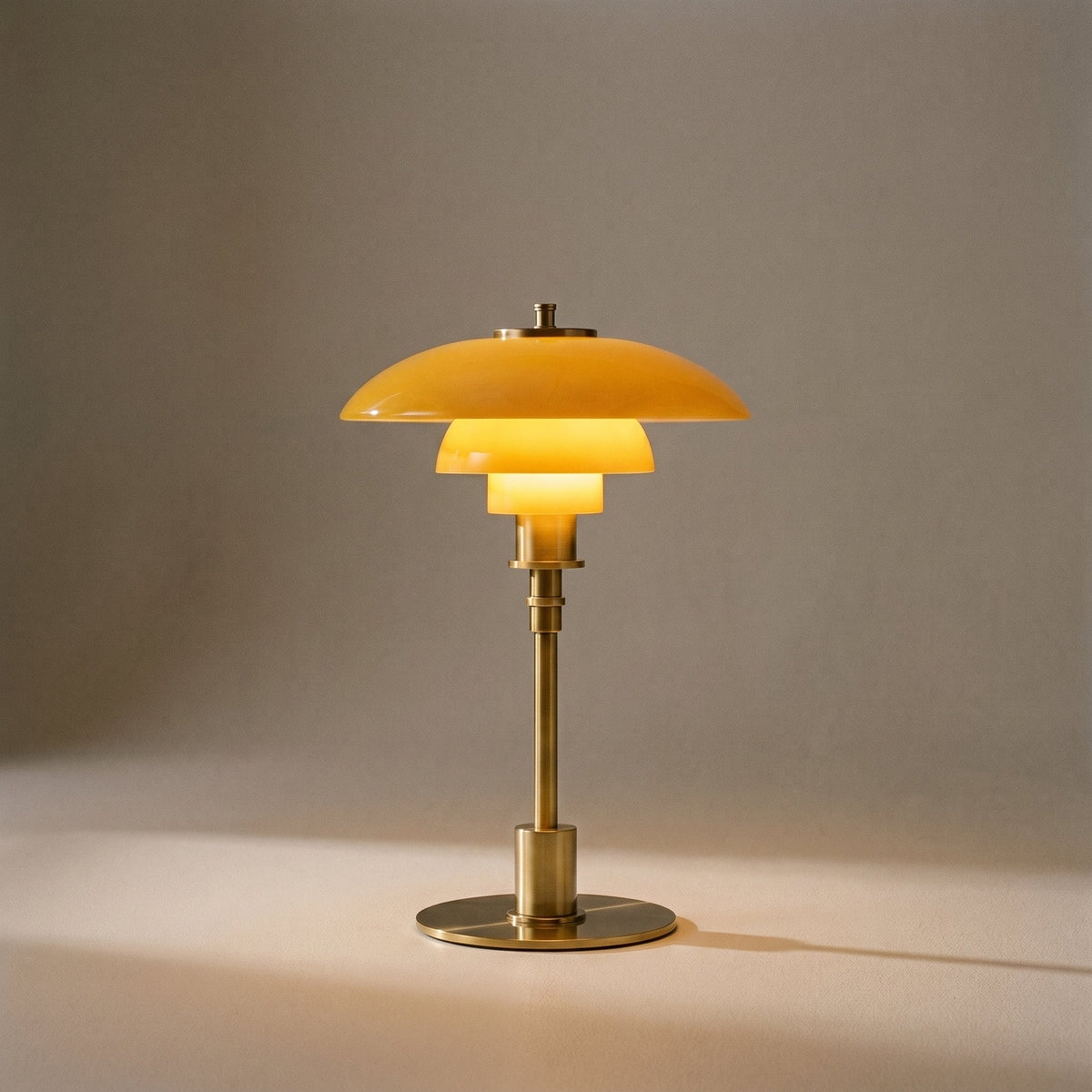 Modern Table Lamp with Triple Glass Shades – Sculptural Accent Light with Rotary Dimmer for Bedroom, Office & Living Room
