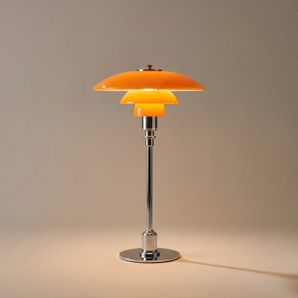 Modern Table Lamp with Triple Glass Shades – Sculptural Accent Light with Rotary Dimmer for Bedroom, Office & Living Room