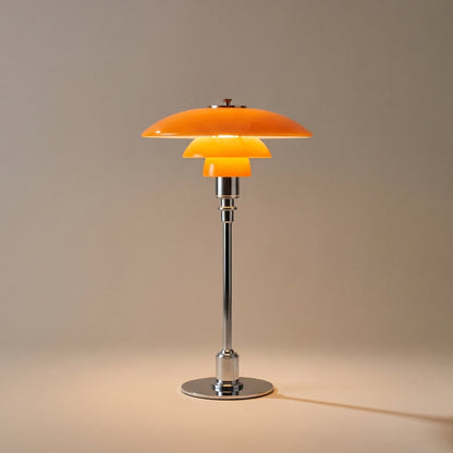 Modern Table Lamp with Triple Glass Shades – Sculptural Accent Light with Rotary Dimmer for Bedroom, Office & Living Room