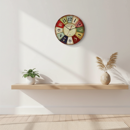 Silent Wood Wall Clock 12-Inch Round Natural Grain Quartz Timepiece for Bedroom Living Room Office Minimalist Nordic Decor