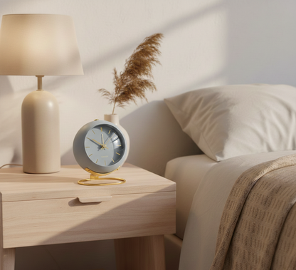 Vintage Metal Alarm Clock with Silent Sweep Hand | Non-Ticking Quiet Analog Clock for Bedroom & Travel | Battery Powered Desk Clock