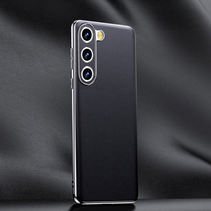Premium Cowhide Phone Case for Samsung Galaxy with Metal Frame Wireless Charging Compatible