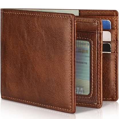 Genuine Leather Men's Wallet with RFID Protection | Slim Bifold Design for Secure Storage