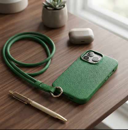 Genuine Leather Phone Case with Crossbody Strap for Stylish Convenience